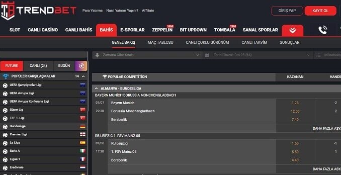 TrendBet Bahis Özellikleri