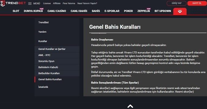 TrendBet Bahis Kabulü