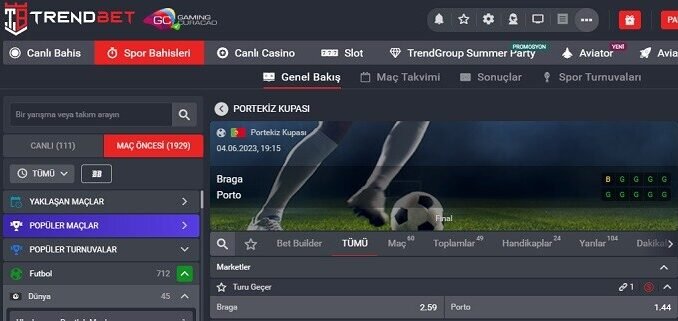 TrendBet Braga Porto Maçı